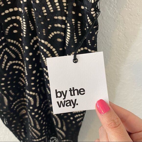 Revolve By the Way. Vicky Lace Eyelet Overlay Scalloped Black Mini Dress Size XS - Picture 11 of 13